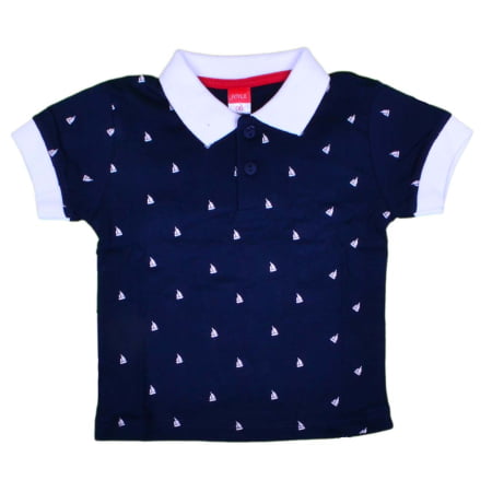 ΒΑΜΒΑΚΕΡΟ ΚΟΝΤΟΜΑΝΙΚΟ T-SHIRT POLO JOYCE LITTLE BOATS ΜΠΛΕ 8103