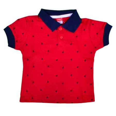 ΒΑΜΒΑΚΕΡΟ ΚΟΝΤΟΜΑΝΙΚΟ T-SHIRT POLO JOYCE LITTLE BOATS ΚΟΚΚΙΝΟ 8103