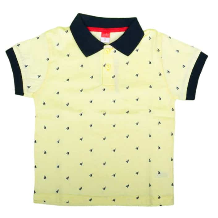 ΒΑΜΒΑΚΕΡΟ ΚΟΝΤΟΜΑΝΙΚΟ T-SHIRT POLO JOYCE LITTLE BOATS ΚΙΤΡΙΝΟ 8103