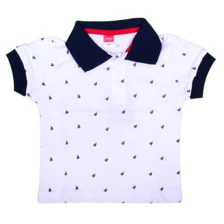 ΒΑΜΒΑΚΕΡΟ ΚΟΝΤΟΜΑΝΙΚΟ T-SHIRT POLO JOYCE LITTLE BOATS ΑΣΠΡΟ 8103