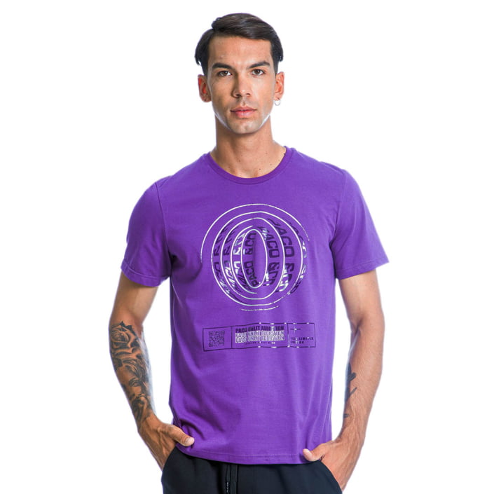 ΑΝΔΡΙΚΟ ΒΑΜΒΑΚΕΡΟ T-SHIRT PACO RINGS ΜΩΒ 13520