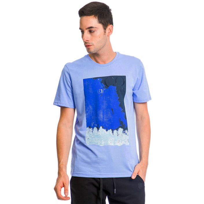 ΑΝΔΡΙΚΟ ΒΑΜΒΑΚΕΡΟ T-SHIRT PACO WAVES ΓΑΛΑΖΙΟ 13529