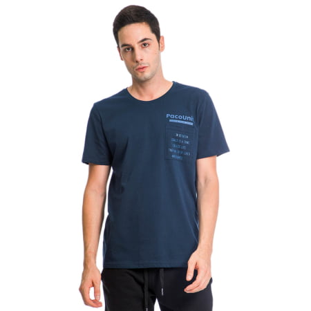 ΑΝΔΡΙΚΟ ΒΑΜΒΑΚΕΡΟ T-SHIRT PACO POCKET ΜΠΛΕ 13524