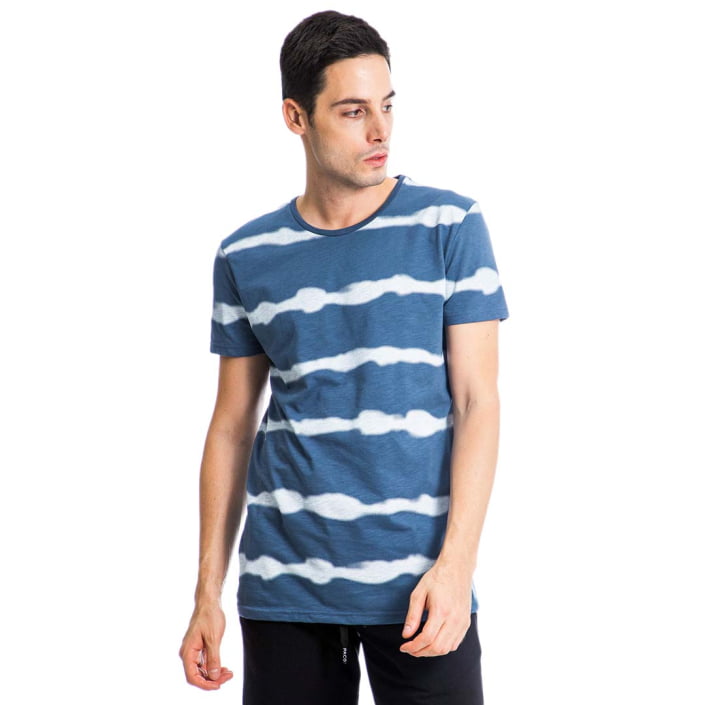 ΑΝΔΡΙΚΟ ΒΑΜΒΑΚΕΡΟ T-SHIRT PACO STRIPES ΜΠΛΕ 13577