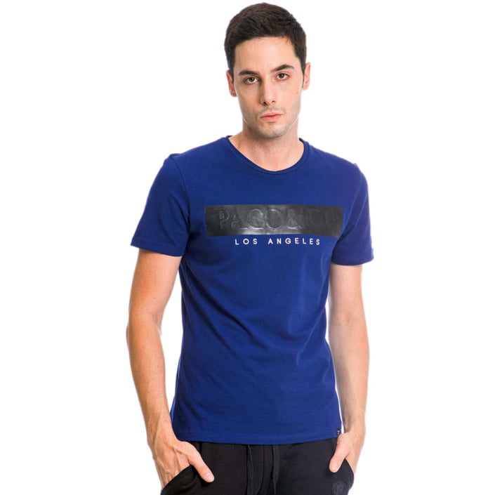 ΑΝΔΡΙΚΟ ΒΑΜΒΑΚΕΡΟ SLIM FIT T-SHIRT PACO LOS ANGELES ΜΠΛΕ 13579