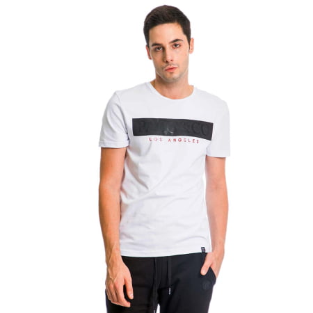 ΑΝΔΡΙΚΟ ΒΑΜΒΑΚΕΡΟ SLIM FIT T-SHIRT PACO LOS ANGELES ΑΣΠΡΟ 13579