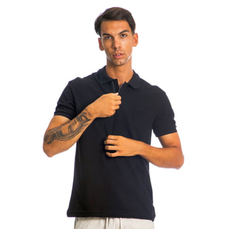 ΑΝΔΡΙΚΟ ΒΑΜΒΑΚΕΡΟ ΠΙΚΕ T-SHIRT PACΟ ZIPPER ΜΑΥΡΟ 13607