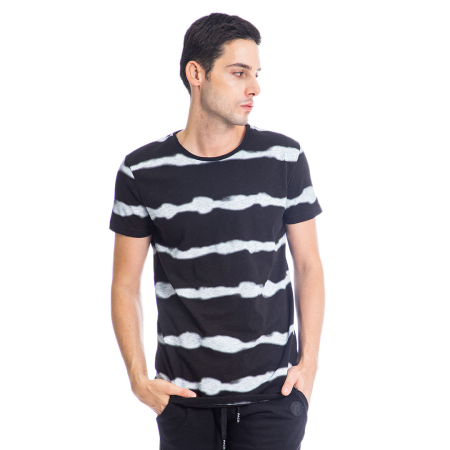 ΑΝΔΡΙΚΟ ΒΑΜΒΑΚΕΡΟ T-SHIRT PACO STRIPES ΜΑΥΡΟ 13577