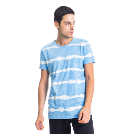 ΑΝΔΡΙΚΟ ΒΑΜΒΑΚΕΡΟ T-SHIRT PACO STRIPES ΓΑΛΑΖΙΟ 13577