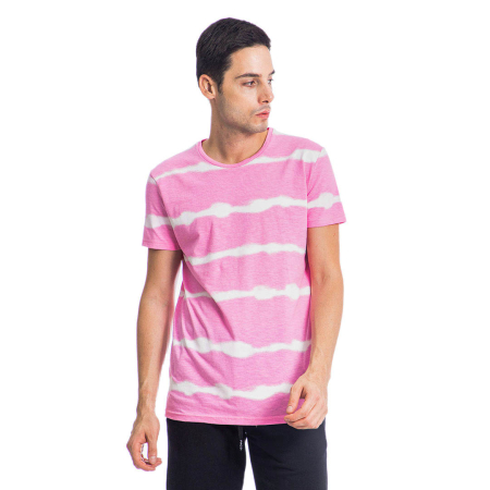 ΑΝΔΡΙΚΟ ΒΑΜΒΑΚΕΡΟ T-SHIRT PACO STRIPES ΡΟΖ 13577