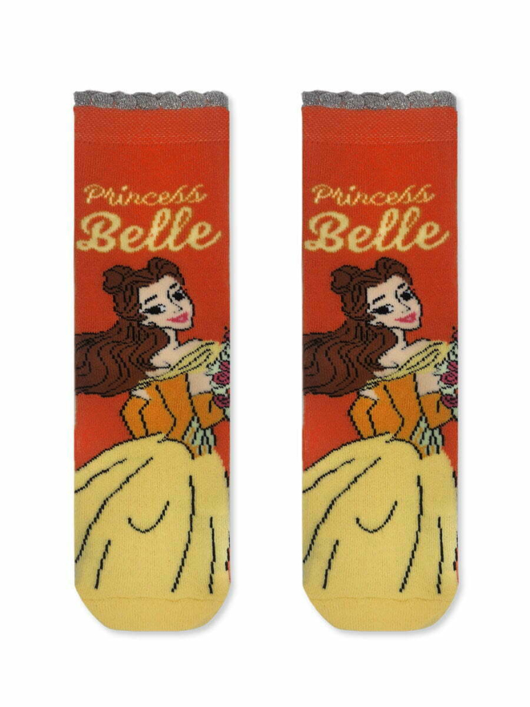 DISNEY Παιδική Πετσετέ Κάλτσα Princess Belle με Αντιολισθητικές Πατούσες
