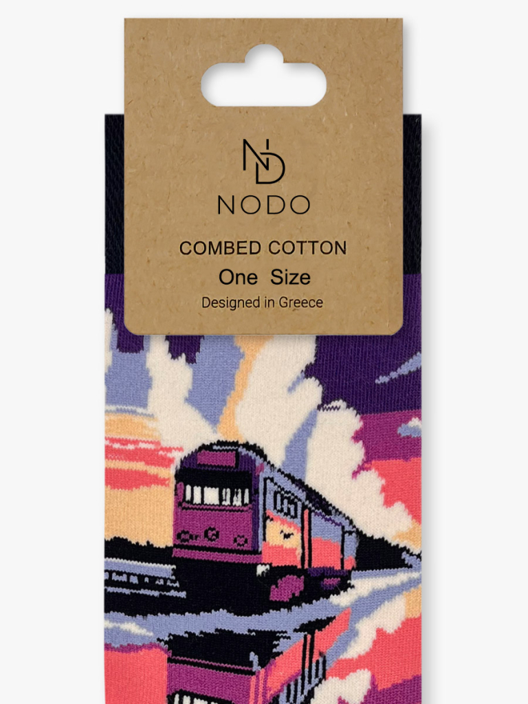 NODO Βαμβακερή Κάλτσα με Σχέδια Train - Image 3