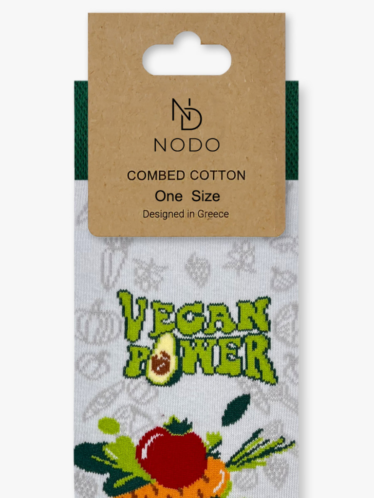 NODO Βαμβακερή Κάλτσα με Σχέδια Vegan Power - Image 3