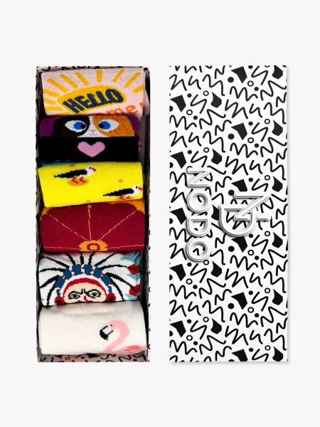 FANCY GIFT BOX Βαμβακερές Κάλτσες με Σχέδια Mixed 5+1 Ζευγάρια