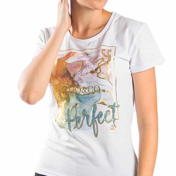 ΓΥΝΑΙΚΕΙΟ ΒΑΜΒΑΚΕΡΟ ΕΛΑΣΤΙΚΟ T-SHIRT PACO PERFECT ΑΣΠΡΟ 13407