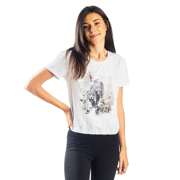 ΒΑΜΒΑΚΕΡΟ ΓΥΝΑΙΚΕΙΟ T-SHIRT PACO WILD ΑΣΠΡΟ 13469