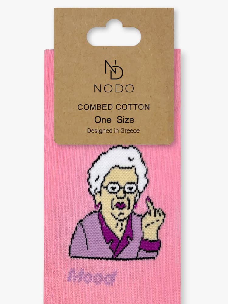 Κάλτσα Βαμβακερή με Σχέδια Old Lady Middle Finger Meme NODO - Image 3