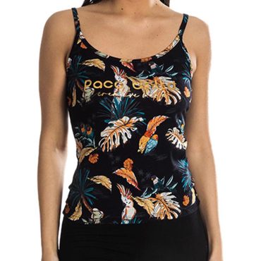 ΓΥΝΑΙΚΕΙΟ ΒΙΣΚΟΖ ΤΙΡΑΝΤΕ T-SHIRT PACO FLOWERS ΜΑΥΡΟ 213147