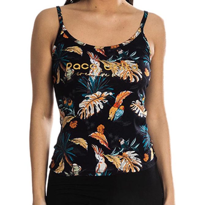 ΓΥΝΑΙΚΕΙΟ ΒΙΣΚΟΖ ΤΙΡΑΝΤΕ T-SHIRT PACO FLOWERS ΜΑΥΡΟ 213147