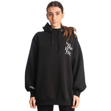ΒΑΜΒΑΚΕΡΗ ΓΥΝΑΙΚΕΙΑ OVERSIZE ΦΟΥΤΕΡ ΜΠΛΟΥΖΑ ΜΕ ΚΟΥΚΟΥΛΑ ΚΑΙ ΧΝΟΥΔΙ PACO NO ONE ΜΑΥΡΟ 2482047
