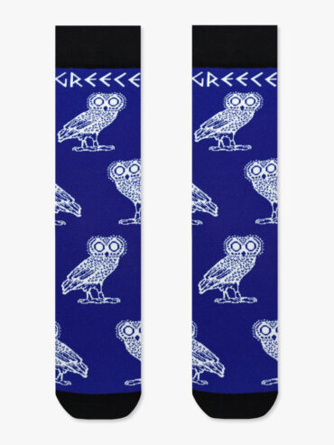 NODO Βαμβακερή Κάλτσα με Σχέδια Owl The Ancient Mascot of Athens