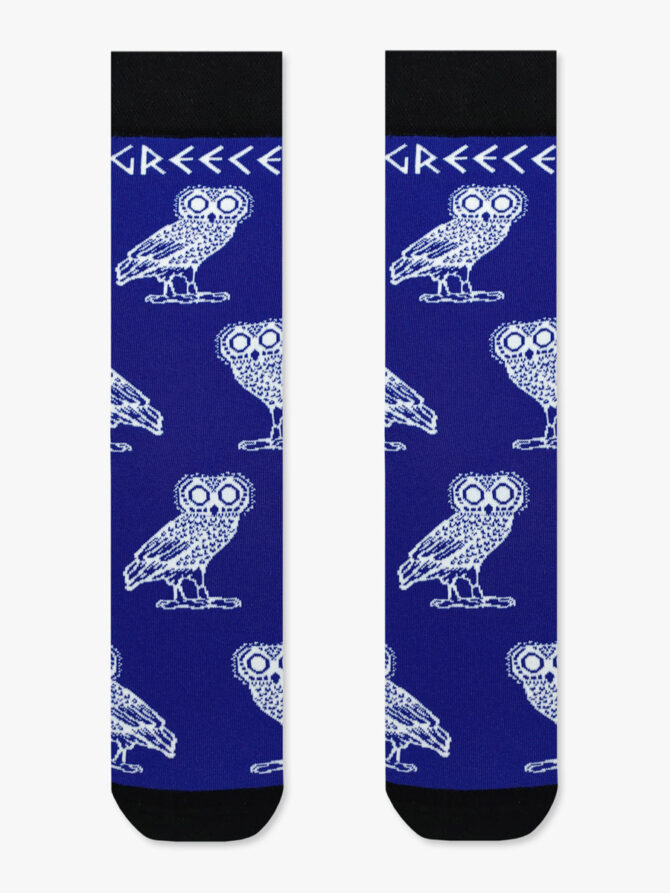 NODO Βαμβακερή Κάλτσα με Σχέδια Owl The Ancient Mascot of Athens