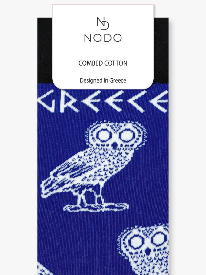 NODO Βαμβακερή Κάλτσα με Σχέδια Owl The Ancient Mascot of Athens - Image 3