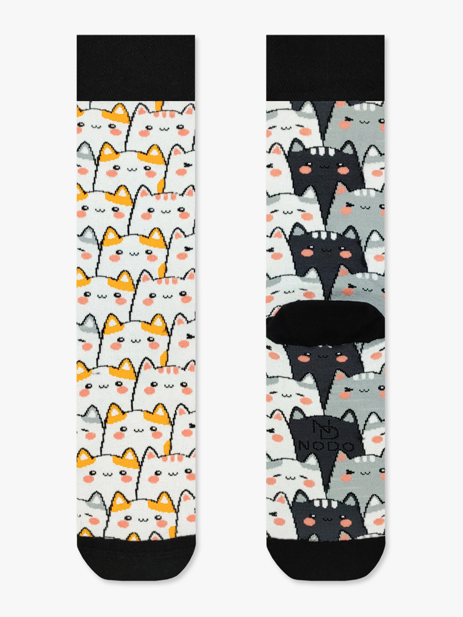 Κάλτσα Βαμβακερή με Σχέδια Cat Pattern NODO
