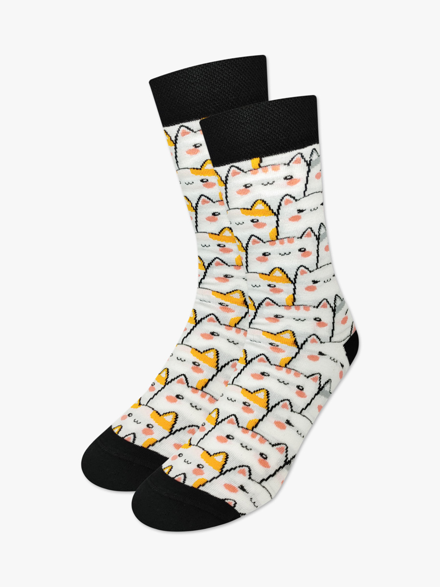 Κάλτσα Βαμβακερή με Σχέδια Cat Pattern NODO - Image 2