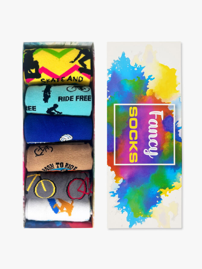 FANCY GIFT BOX Βαμβακερές Κάλτσες με Σχέδια Sports 6 Ζευγάρια