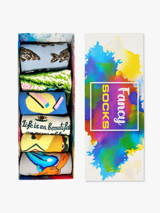 GIFT BOX Κάλτσες Βαμβακερές με Σχέδια Mixed 6 Ζευγάρια