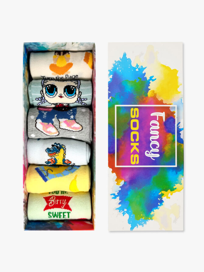 GIFT BOX Κάλτσες Βαμβακερές με Σχέδια Mixed 6 Ζευγάρια