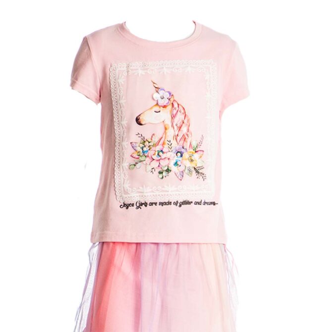 ΒΑΜΒΑΚΕΡΟ ΣΕΤ ΜΕ ΦΟΥΣΤΑ JOYCE UNICORN ΡΟΖ 13869