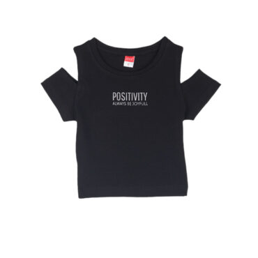 ΒΑΜΒΑΚΕΡΟ ΚΟΝΤΟΜΑΝΙΚΟ T-SHIRT ΓΙΑ ΚΟΡΙΤΣΙ JOYCE POSITIVITY ΜΑΥΡΟ 2413515