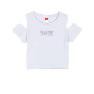 ΒΑΜΒΑΚΕΡΟ ΚΟΝΤΟΜΑΝΙΚΟ T-SHIRT ΓΙΑ ΚΟΡΙΤΣΙ JOYCE POSITIVITY ΑΣΠΡΟ 2413515