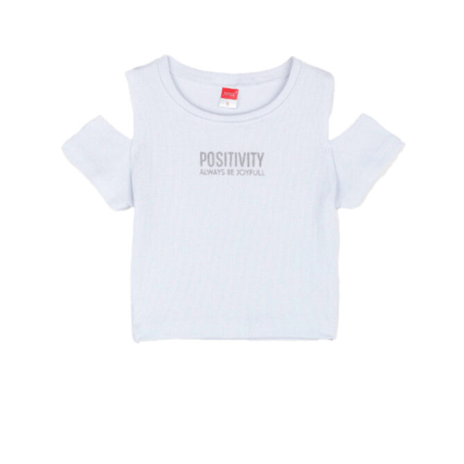 ΒΑΜΒΑΚΕΡΟ ΚΟΝΤΟΜΑΝΙΚΟ T-SHIRT ΓΙΑ ΚΟΡΙΤΣΙ JOYCE POSITIVITY ΑΣΠΡΟ 2413515