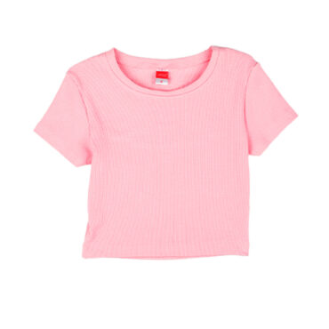 ΒΑΜΒΑΚΕΡΟ ΚΟΝΤΟΜΑΝΙΚΟ T-SHIRT CROP ΓΙΑ ΚΟΡΙΤΣΙ JOYCE SIMPLE RIB ΡΟΖ 2413516