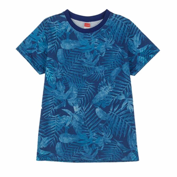 ΒΑΜΒΑΚΕΡΟ ΚΟΝΤΟΜΑΝΙΚΟ T-SHIRT ΓΙΑ ΑΓΟΡΙ JOYCE LEAVES ΜΠΛΕ 2414515
