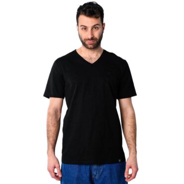 ΑΝΔΡΙΚΟ ΒΑΜΒΑΚΕΡΟ T-SHIRT PACO BSC V NECK PRINT ΜΑΥΡΟ 2431821