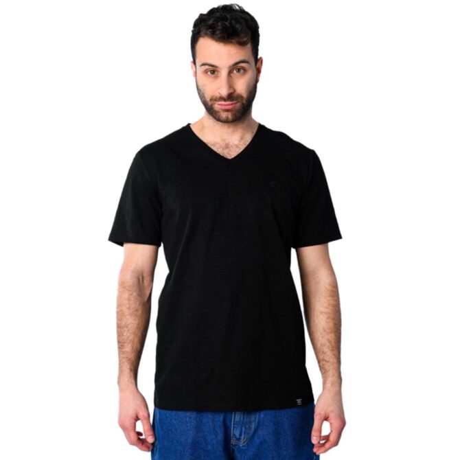 ΑΝΔΡΙΚΟ ΒΑΜΒΑΚΕΡΟ T-SHIRT PACO BSC V NECK PRINT ΜΑΥΡΟ 2431821