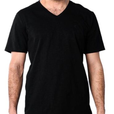ΑΝΔΡΙΚΟ ΒΑΜΒΑΚΕΡΟ T-SHIRT PACO BSC V NECK PRINT ΜΑΥΡΟ 2431821