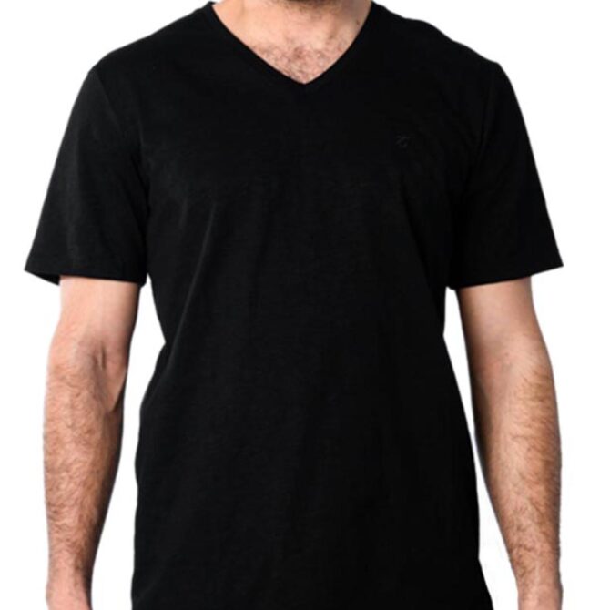 ΑΝΔΡΙΚΟ ΒΑΜΒΑΚΕΡΟ T-SHIRT PACO BSC V NECK PRINT ΜΑΥΡΟ 2431821