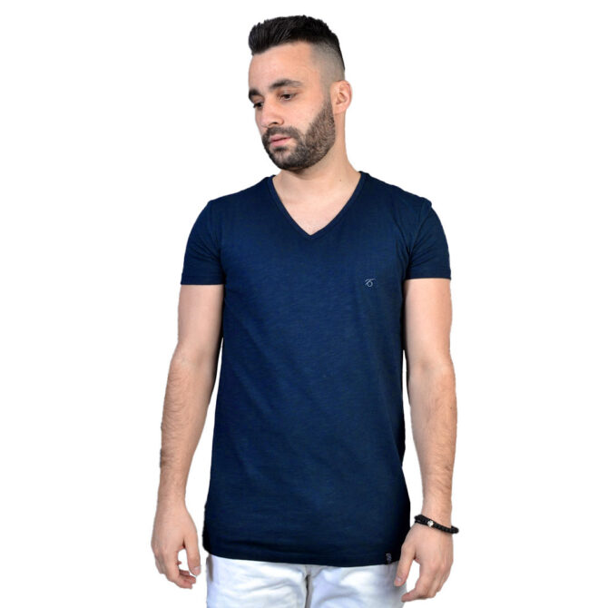 ΑΝΔΡΙΚΟ ΒΑΜΒΑΚΕΡΟ T-SHIRT PACO BSC V NECK PRINT ΜΠΛΕ 2431821