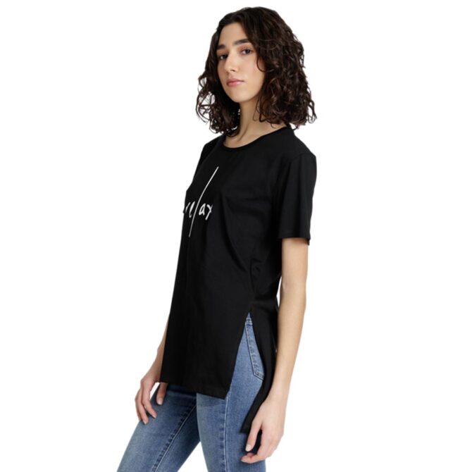 ΒΑΜΒΑΚΕΡΟ ΓΥΝΑΙΚΕΙΟ ΜΑΚΡΥ T-SHIRT ΜΕ ΣΤΡΟΓΓΥΛΗ ΛΑΙΜΟΚΟΨΗ PACO RELAX ΜΑΥΡΟ 2532011