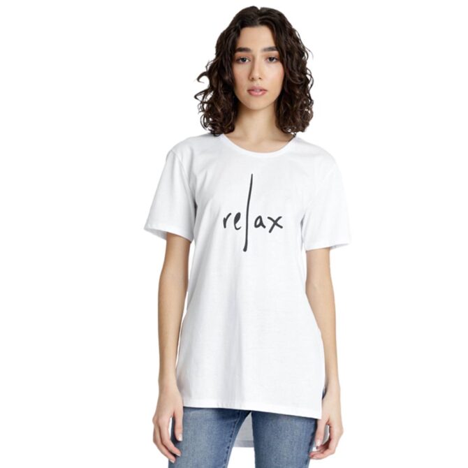 ΒΑΜΒΑΚΕΡΟ ΓΥΝΑΙΚΕΙΟ ΜΑΚΡΥ T-SHIRT ΜΕ ΣΤΡΟΓΓΥΛΗ ΛΑΙΜΟΚΟΨΗ PACO RELAX ΑΣΠΡΟ 2532011