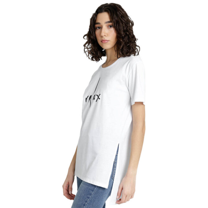 ΒΑΜΒΑΚΕΡΟ ΓΥΝΑΙΚΕΙΟ ΜΑΚΡΥ T-SHIRT ΜΕ ΣΤΡΟΓΓΥΛΗ ΛΑΙΜΟΚΟΨΗ PACO RELAX ΑΣΠΡΟ 2532011