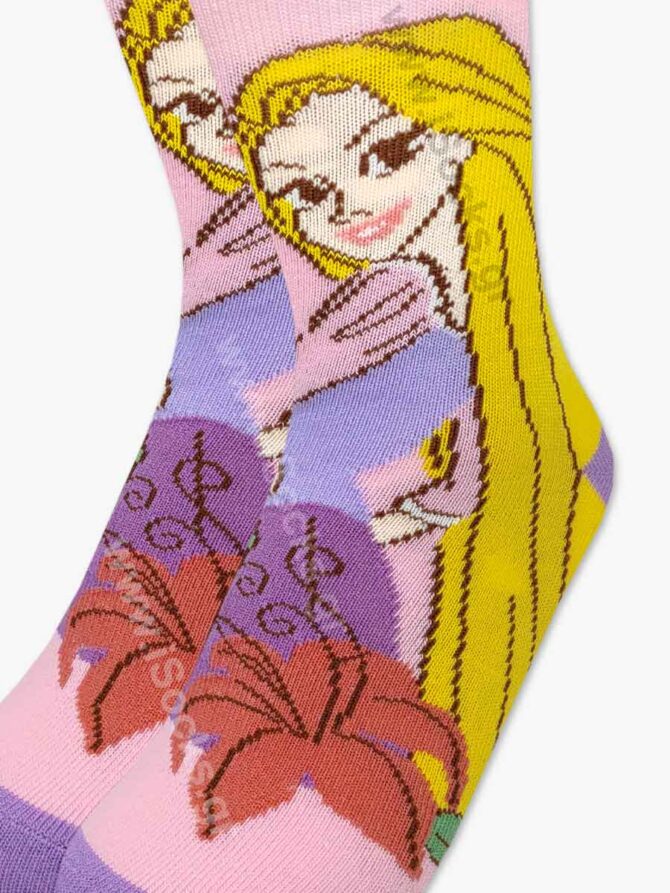 Παιδική Κάλτσα Βαμβακερή με Σχέδια Princess Rapunzel DISNEY - Image 3