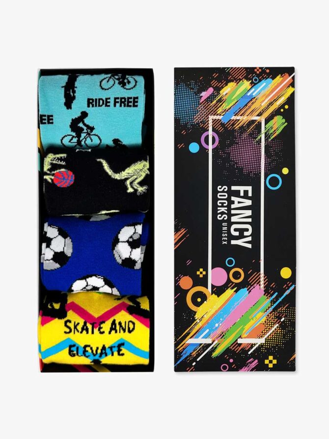 GIFT BOX Κάλτσες Βαμβακερές με Σχέδια Mixed Sport 4 Ζευγάρια