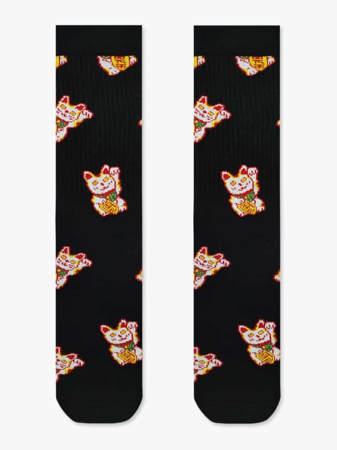 Κάλτσα Βαμβακερή Πετσετέ με Σχέδια Lucky Cat RTO