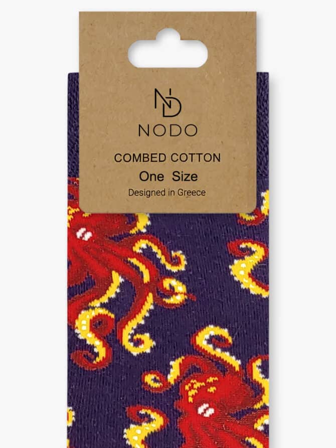 Κάλτσα Βαμβακερή με Σχέδια Octapus Red NODO - Image 3